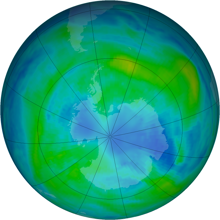 Antarctic ozone map for 05 April 1985